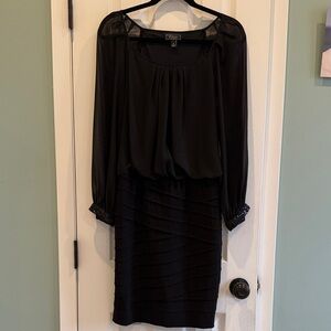 Dressbarn Collections Black Long Sleeve Dress with Sequin trim